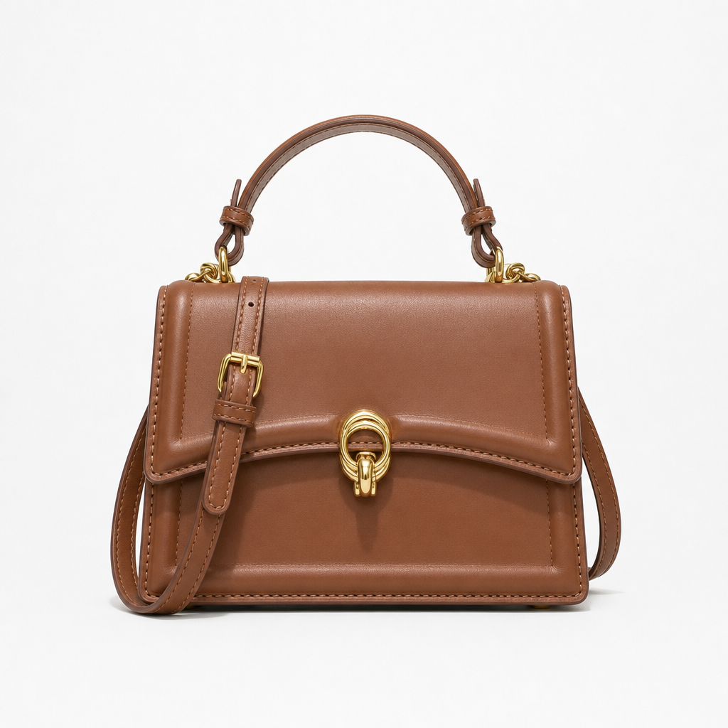 Sac à Main Carré, coloris Marron (20x14x9 cm), vue de face