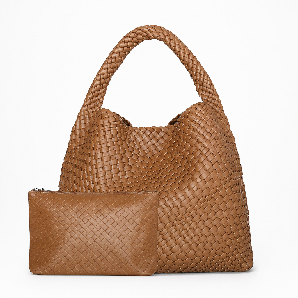 Sac Tressé, coloris Marron, vue de face