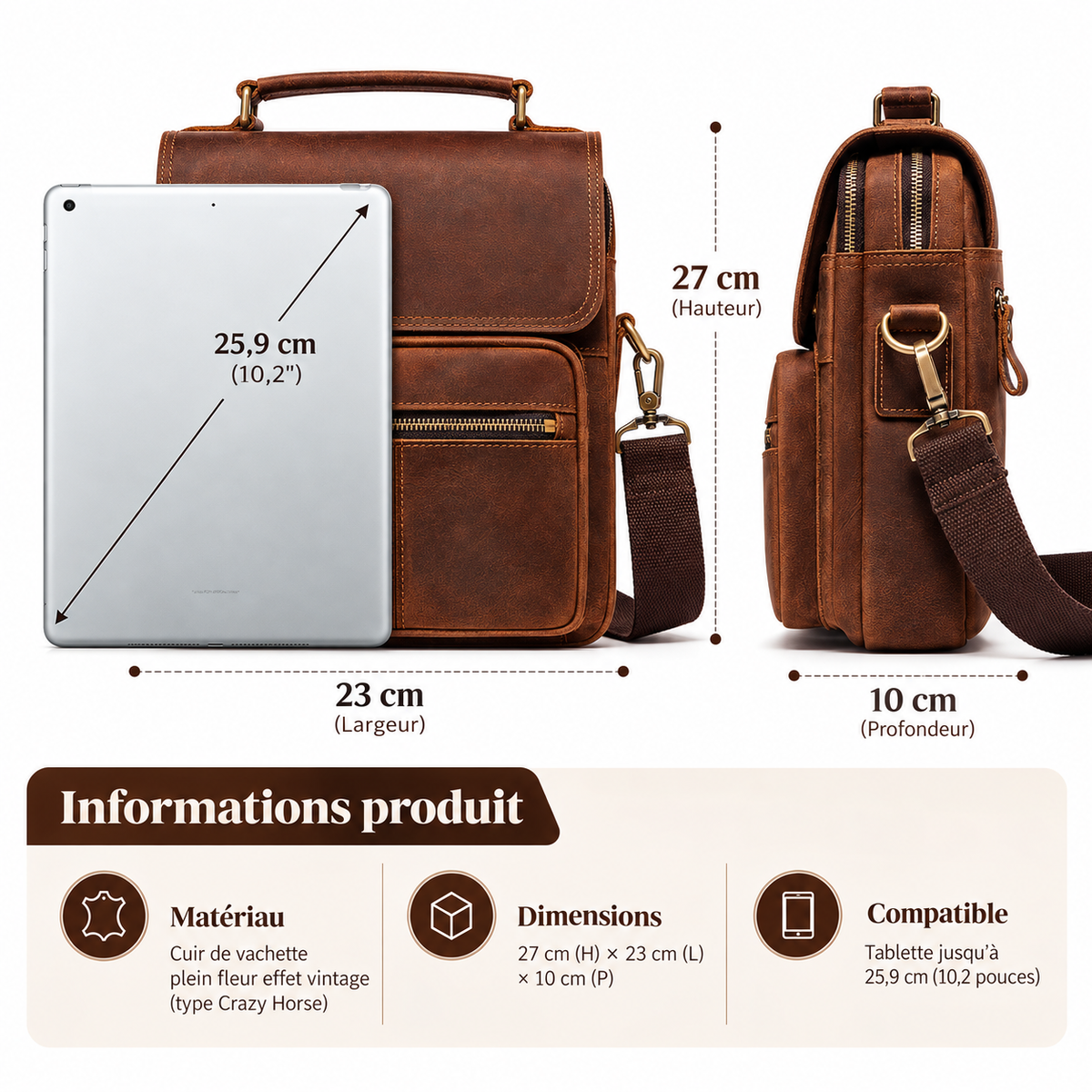 Sacoche Homme Cuir Bandoulière