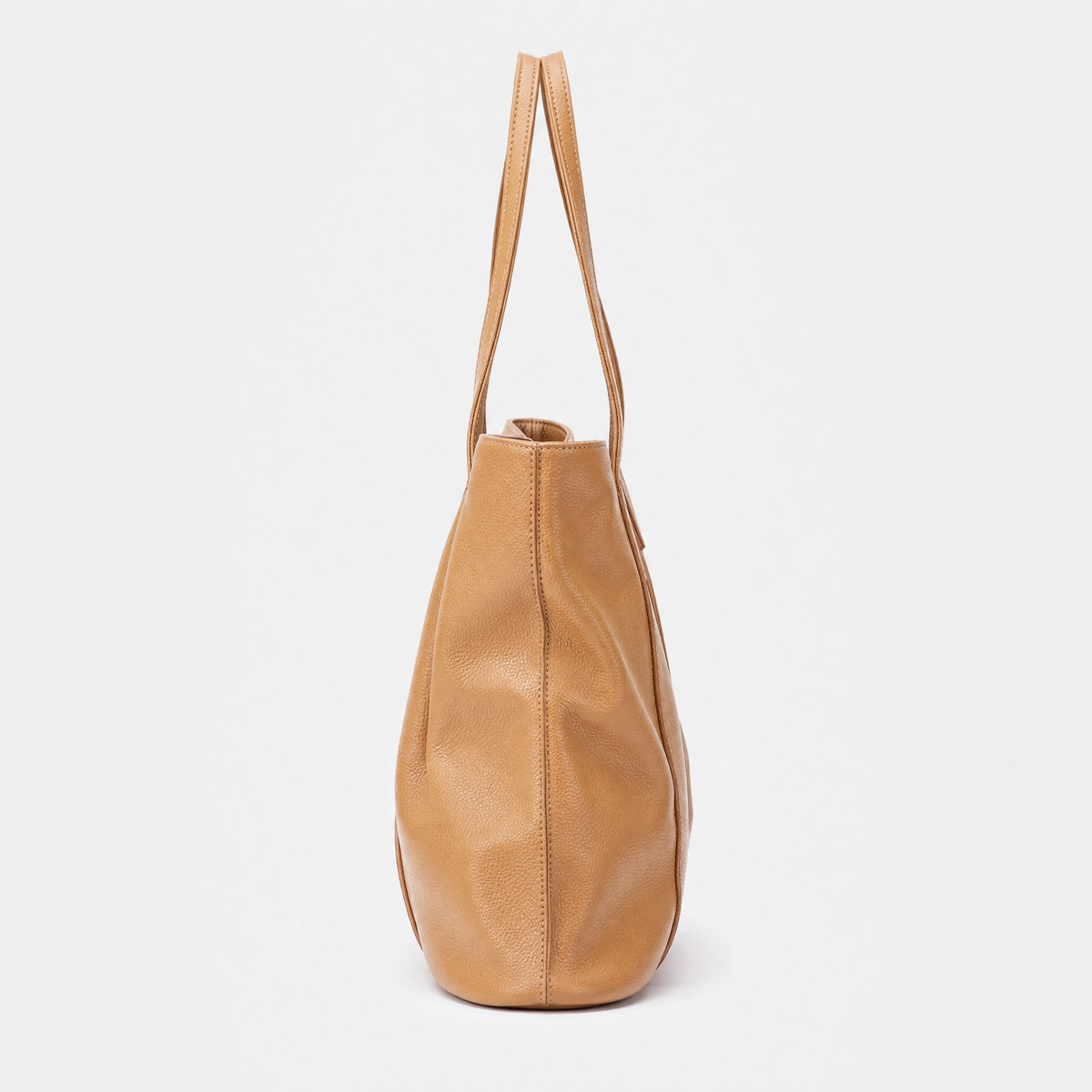 Sac Cabas Cuir Souple Grand Format, coloris Abricot, vue de profil