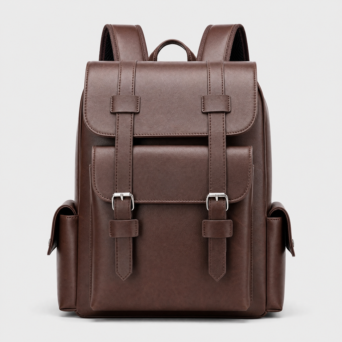Sac a Dos Homme en Cuir, coloris Marron Fonce, vue de face