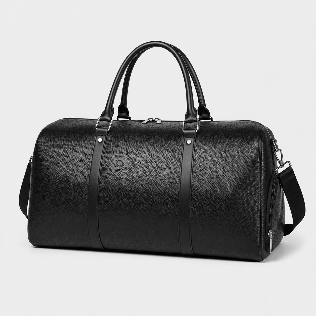 Sac de Voyage Simili Cuir Homme, coloris Noir, vue trois quarts