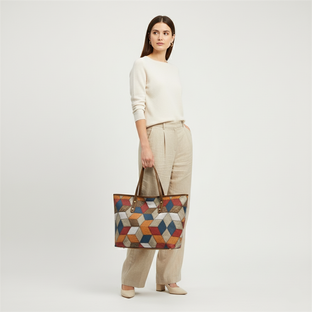 Sac Cabas Graphique Multicolore