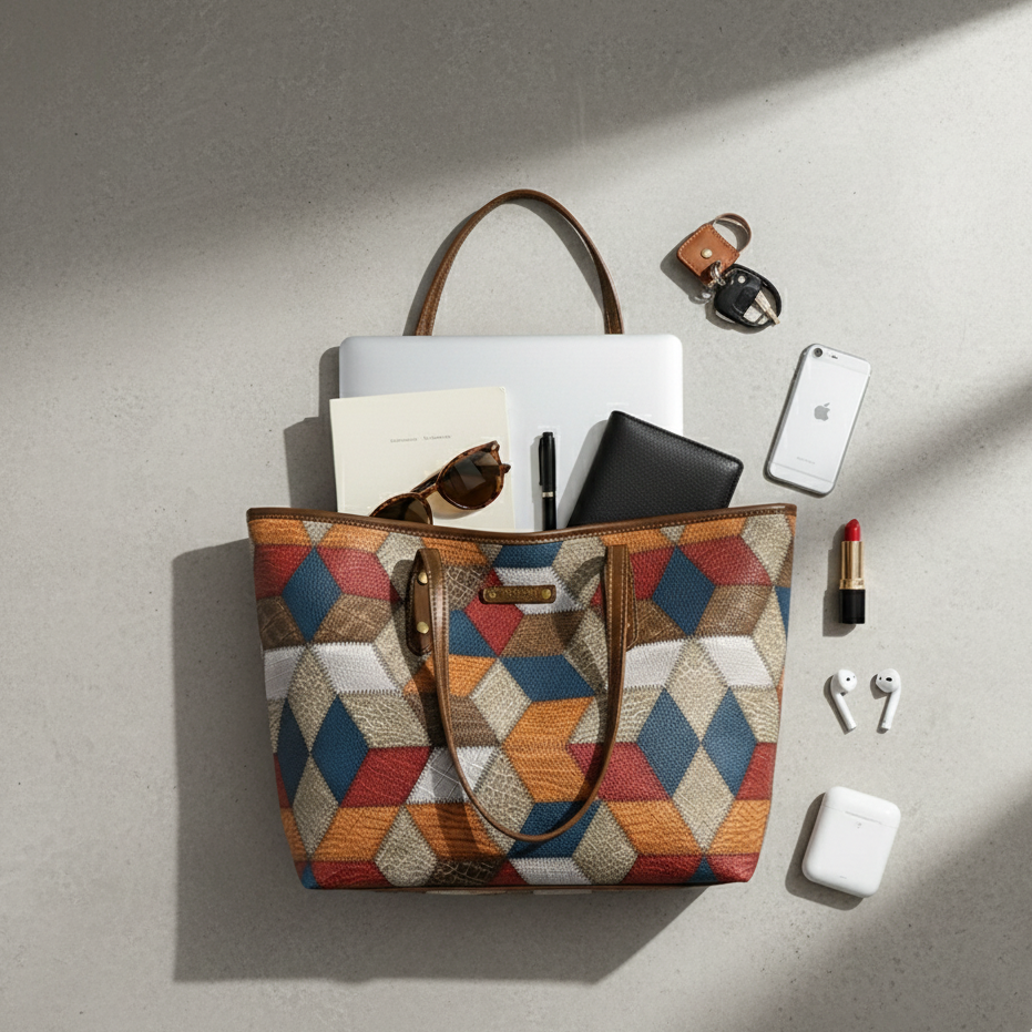 Sac Cabas Graphique Multicolore