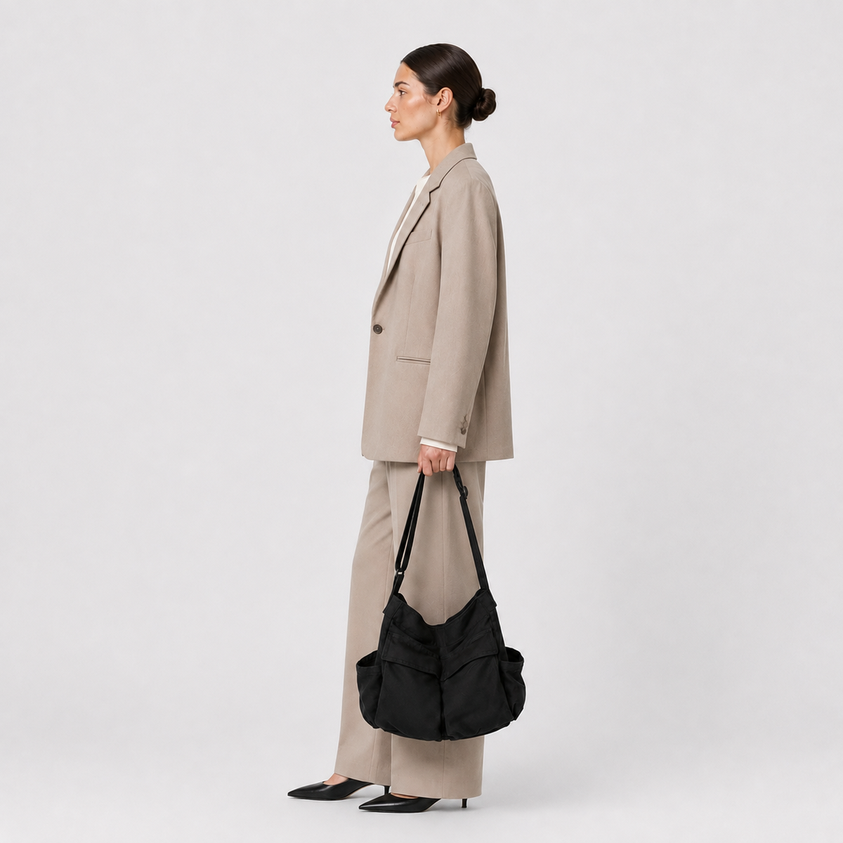 Sac à Bandoulière en Toile Multipoche