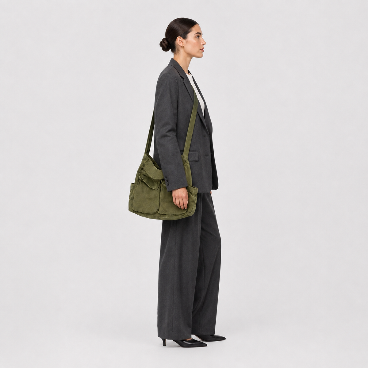 Sac à Bandoulière en Toile Multipoche