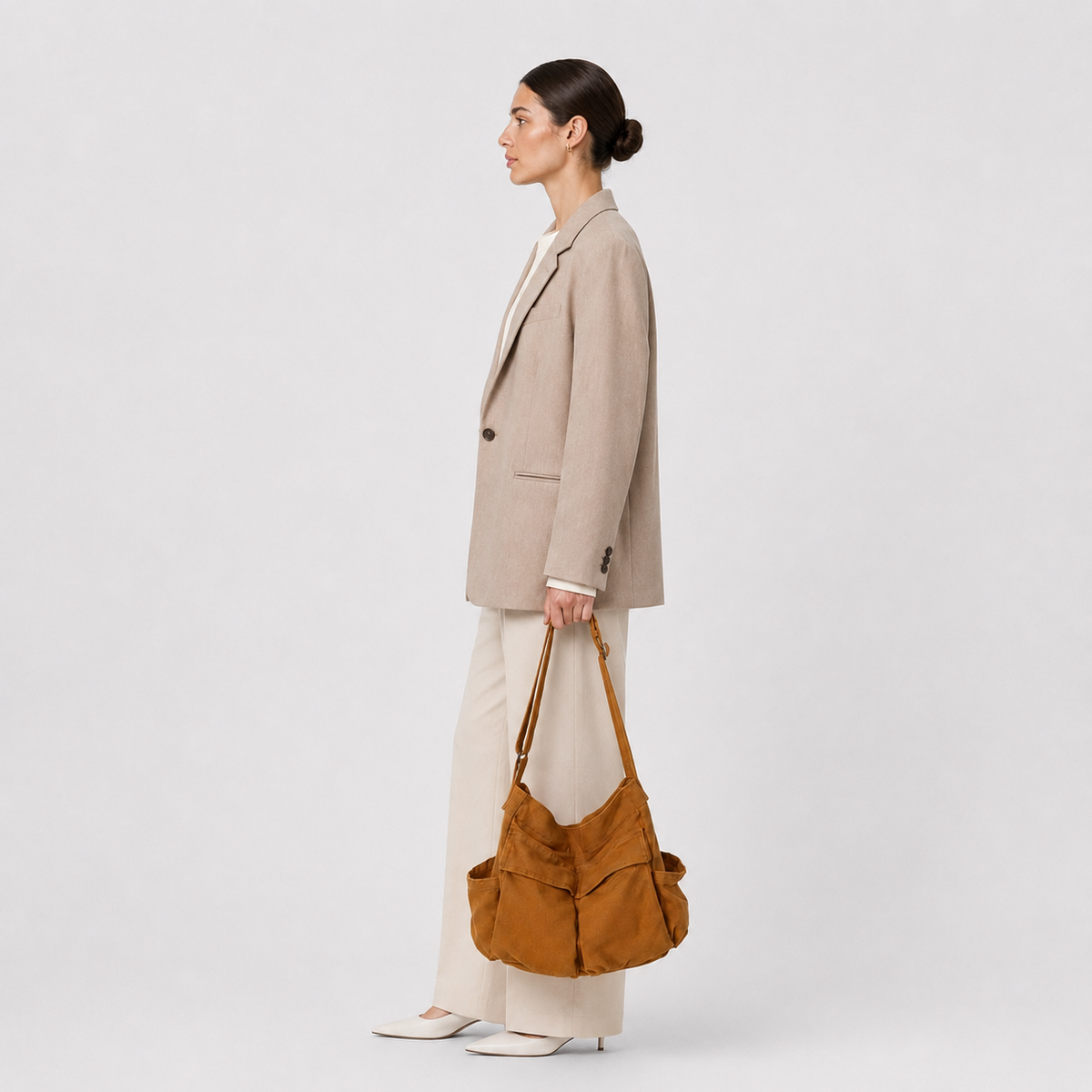 Sac à Bandoulière en Toile Multipoche