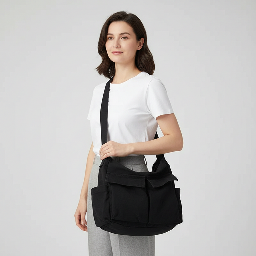 Sac à Bandoulière en Toile Multipoche