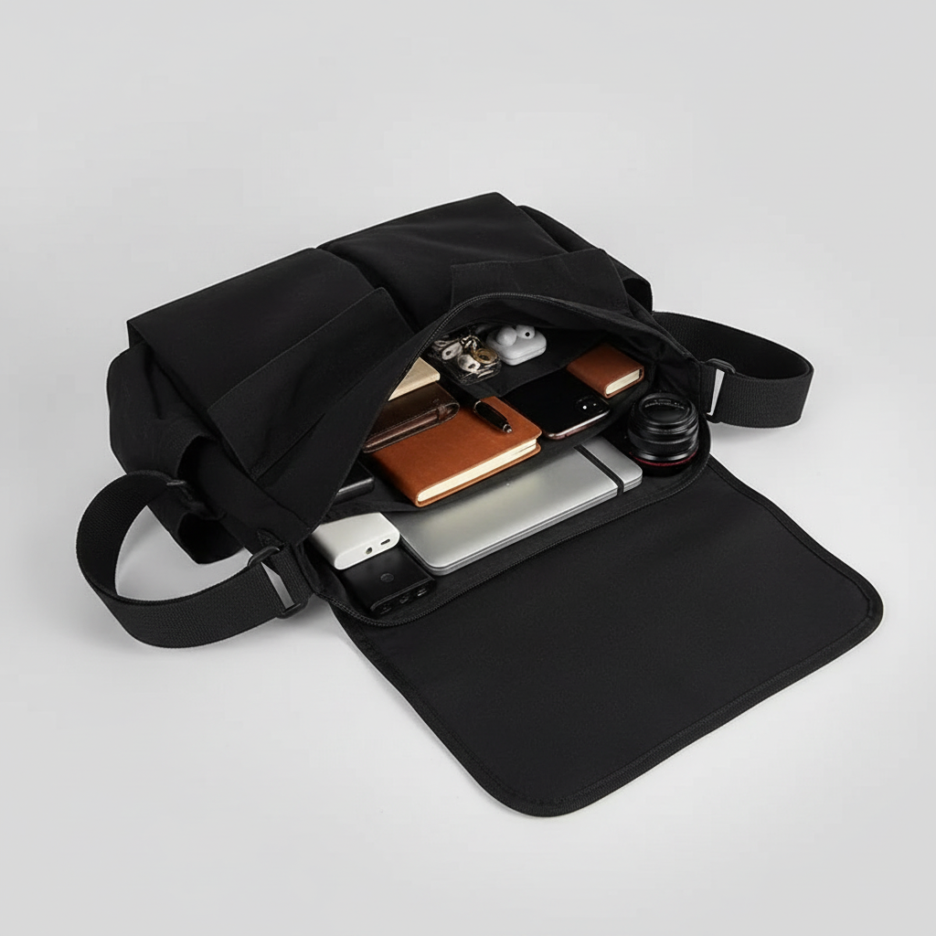 Sac à Bandoulière en Toile Multipoche