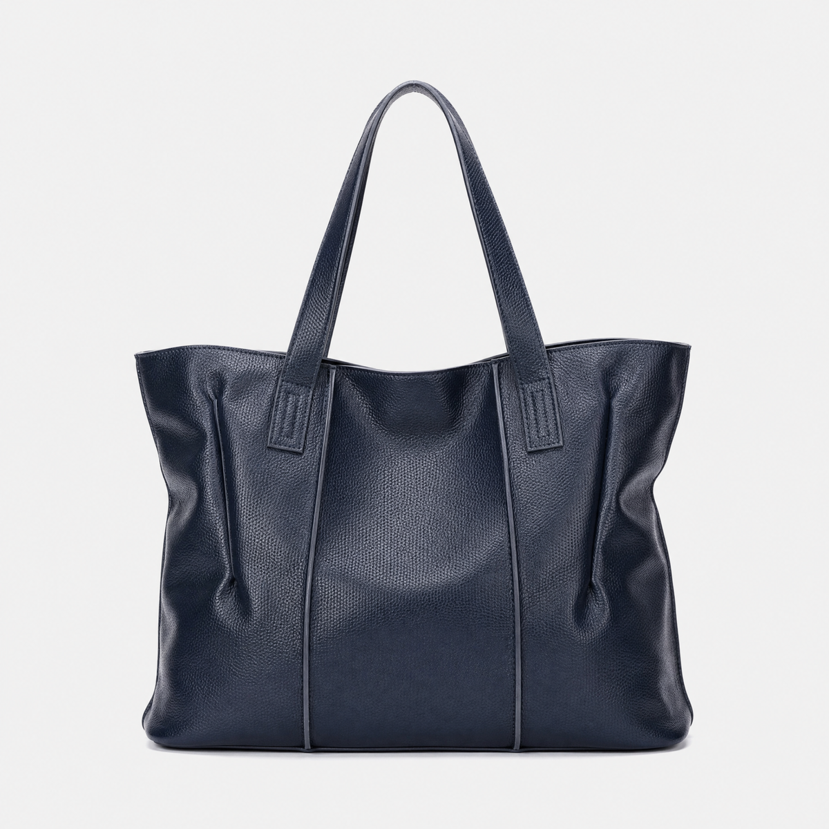 Sac Cabas Cuir Souple Grand Format, coloris Bleu, vue de face