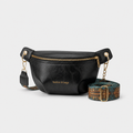 Sac Banane Cuir Femme, coloris Noir, vue trois quarts