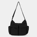Sac à Bandoulière en Toile Multipoche, coloris Noir, vue de face