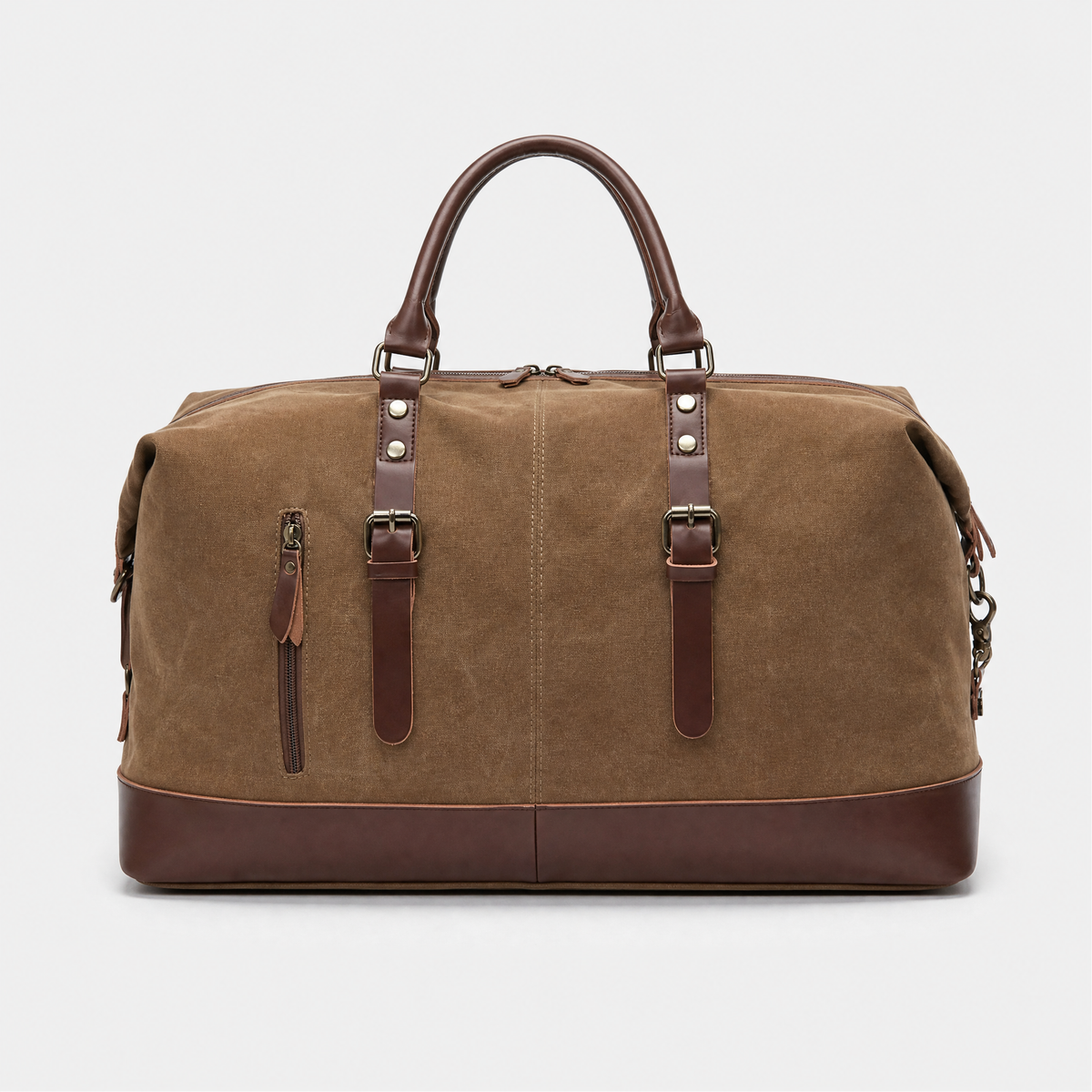 Sac de Voyage Homme Cuir Synthetique Vintage, coloris Cafe, vue de face