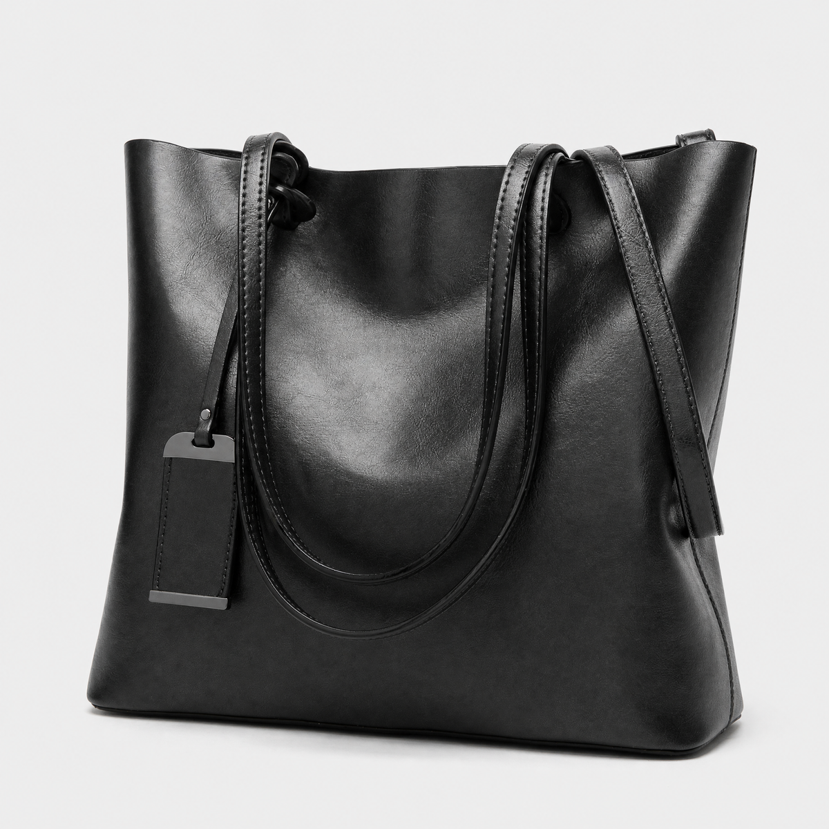 Sac Cuir Femme Bandoulière, coloris Noir, vue trois quarts