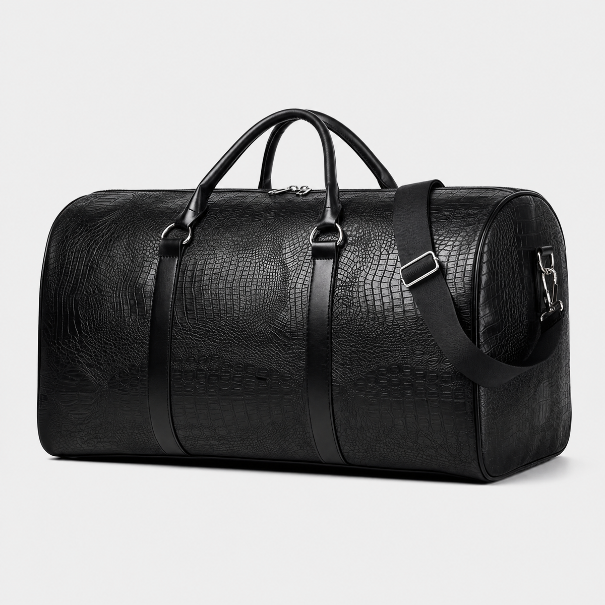 Sac en Cuir Homme Voyage, coloris Noir, vue trois quarts