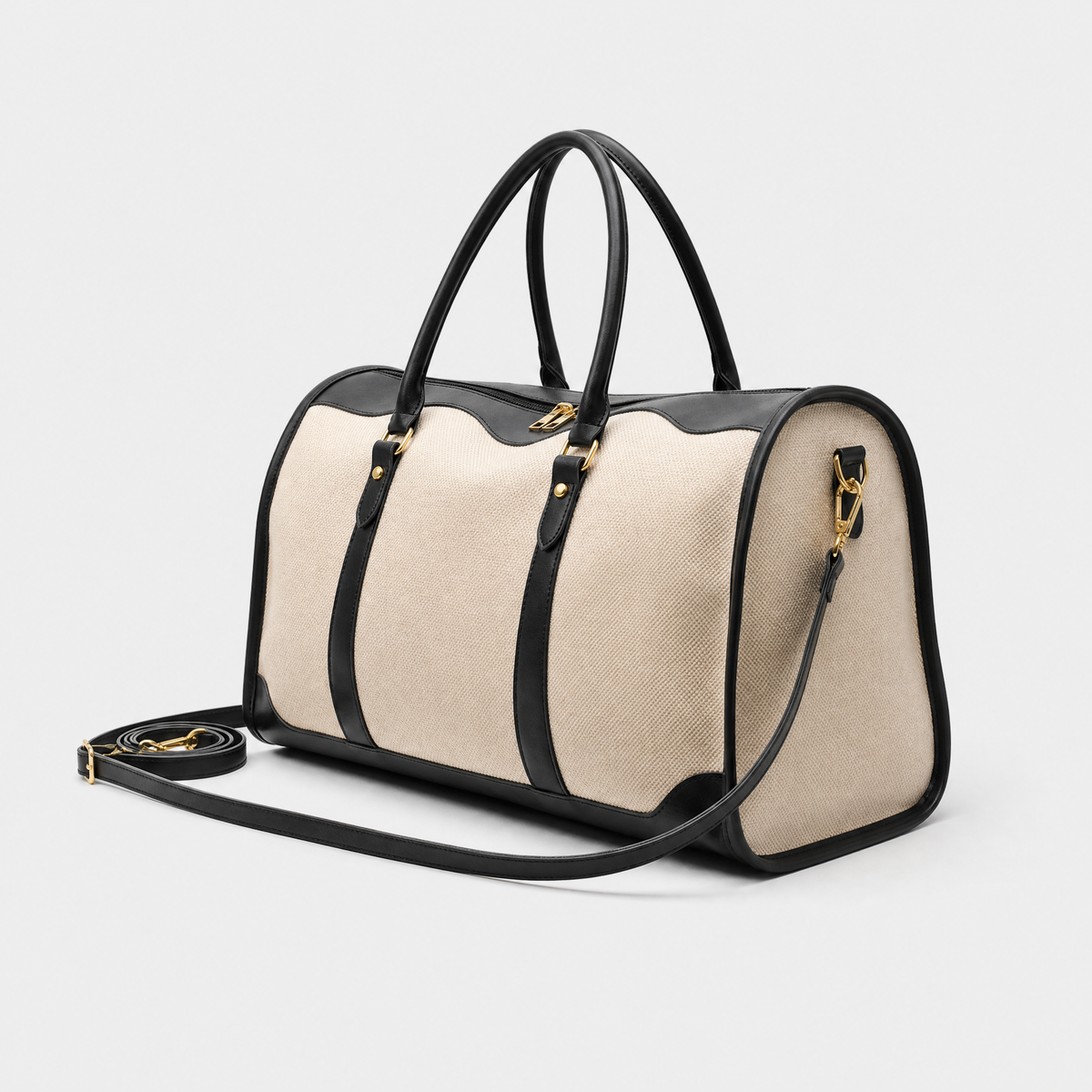 Sac en Cuir de Voyage pour Femme, coloris Noir, vue trois quarts