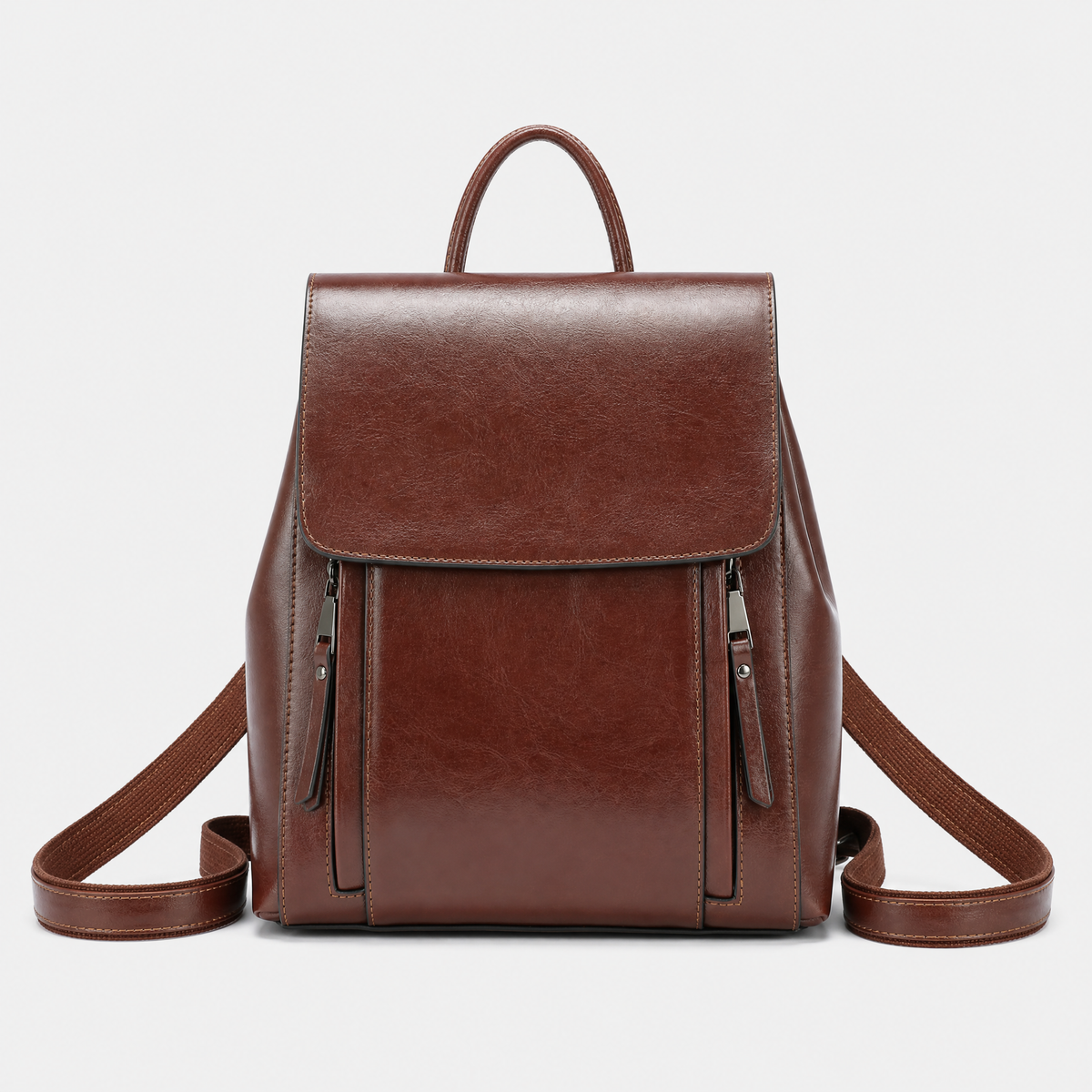 Sac à Dos en Cuir Femme, coloris Café, vue de face