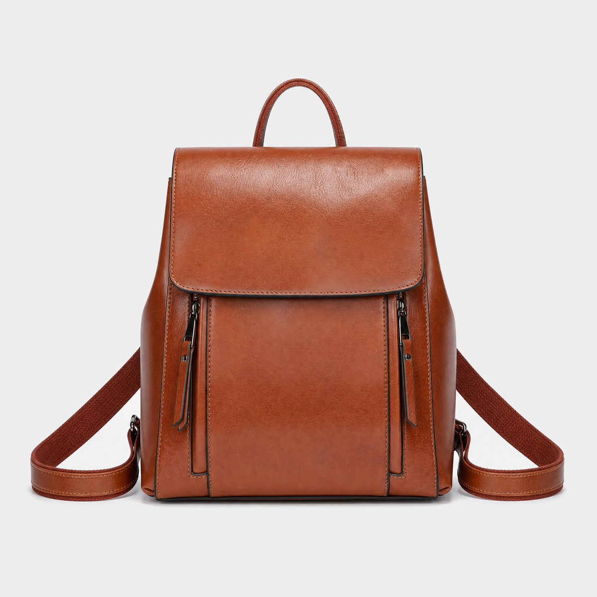 Sac à Dos en Cuir Femme, coloris Marron, vue de face