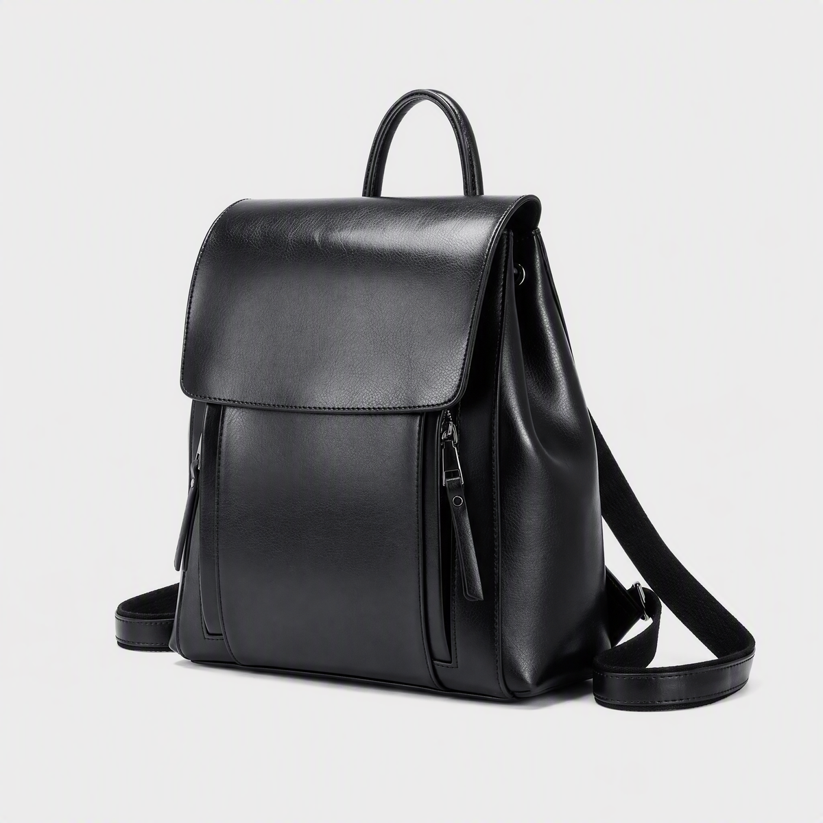 Sac à Dos en Cuir Femme, coloris Noir, vue trois quarts