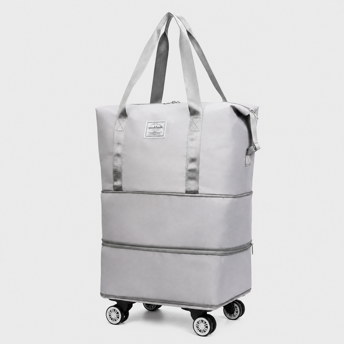 Sac de Voyage Femme à Roulettes, coloris Gris, vue trois quarts