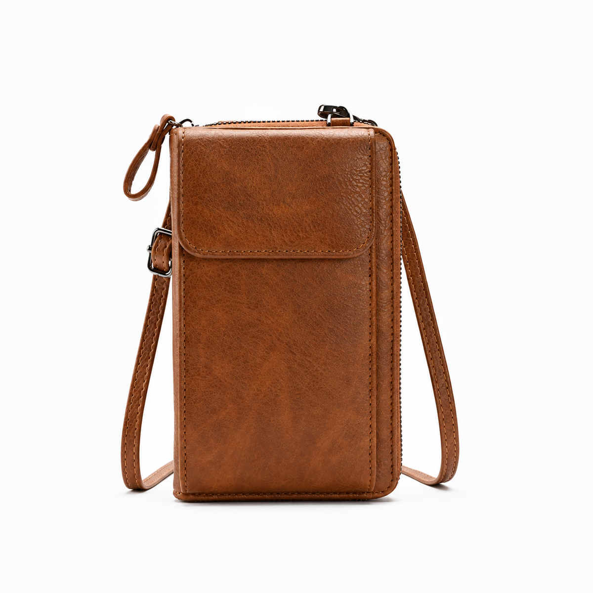 Pochette Bandoulière Téléphone, coloris Marron, vue de face