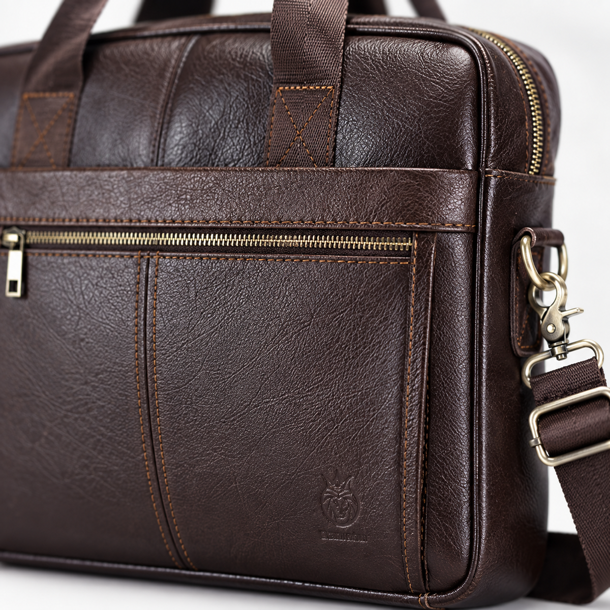 Porte Document Homme Cuir, coloris Café, détail
