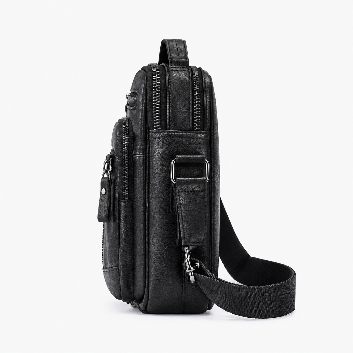 Petite Sacoche Homme, coloris Noir, vue latérale