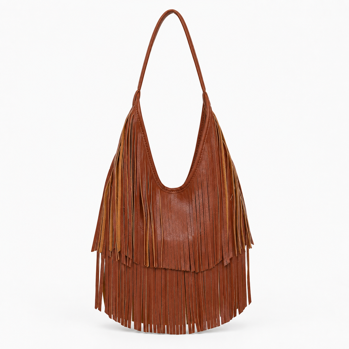 Sac à Frange, coloris Marron, vue de face