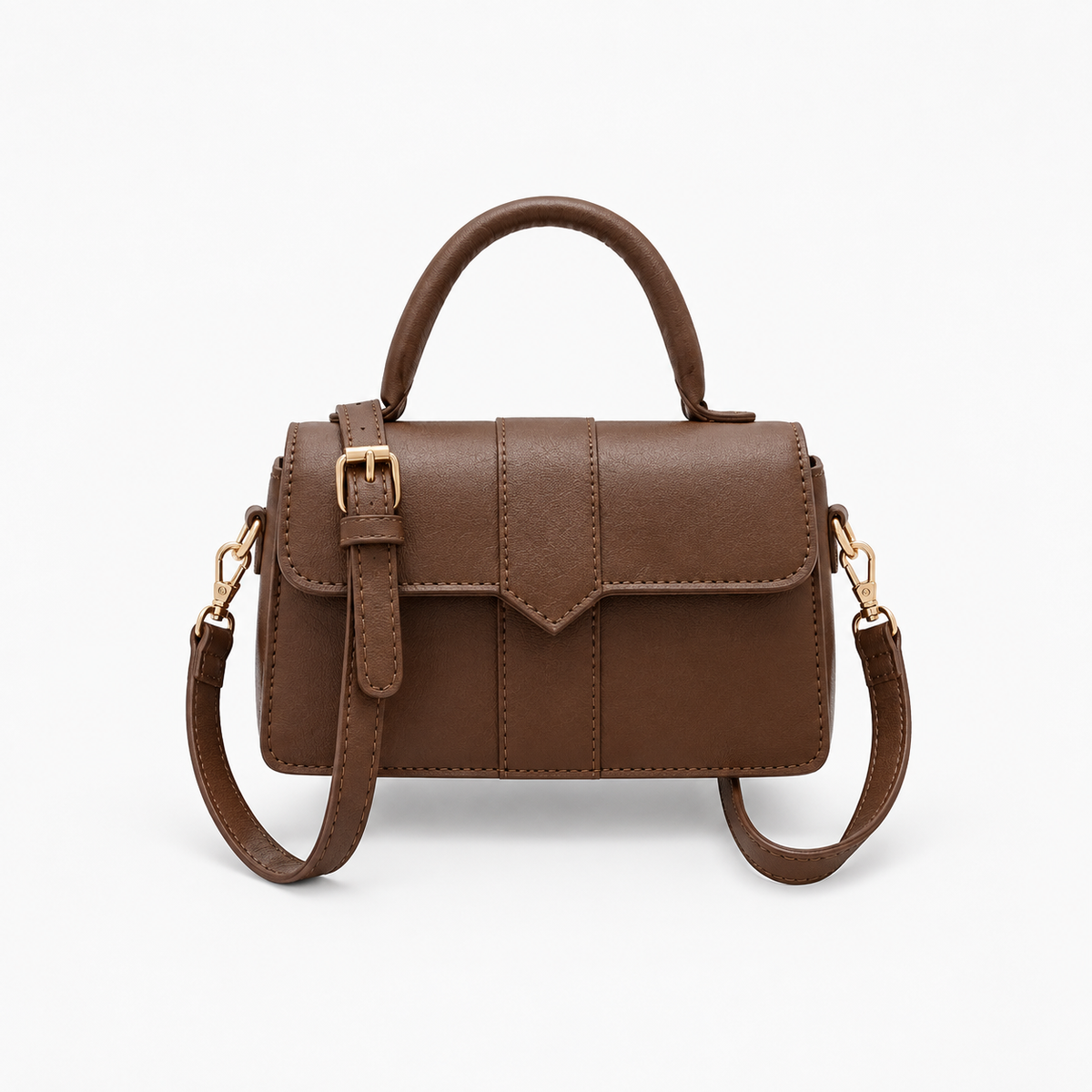 Sac à Main Carré, coloris Marron (21x12x8 cm), vue de face