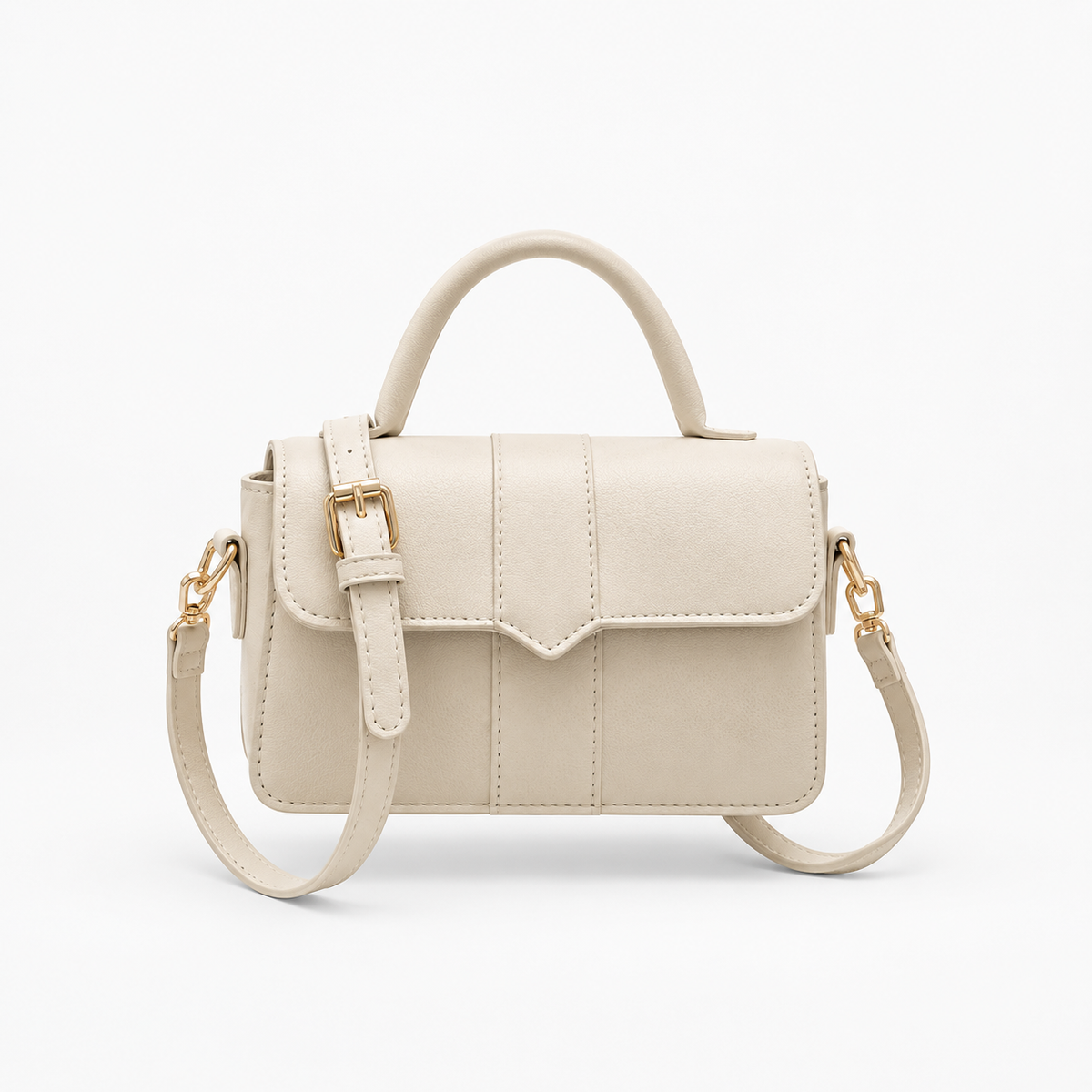 Sac à Main Carré, coloris Beige (21x12x8 cm), vue de face