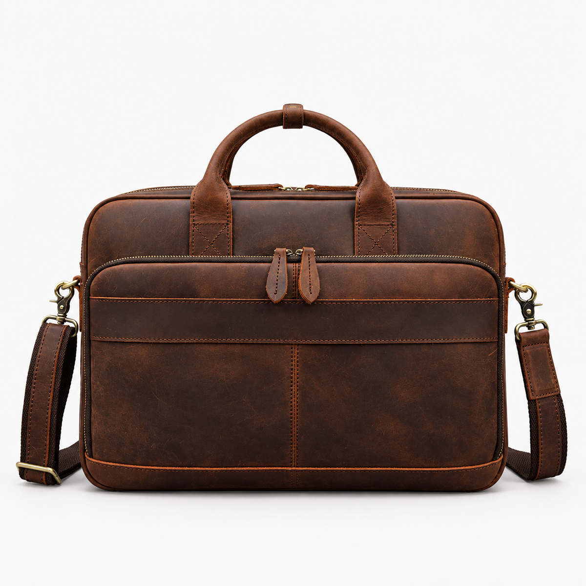 Sac pour Ordinateur Homme, coloris Marron foncé (40 cm), vue de face