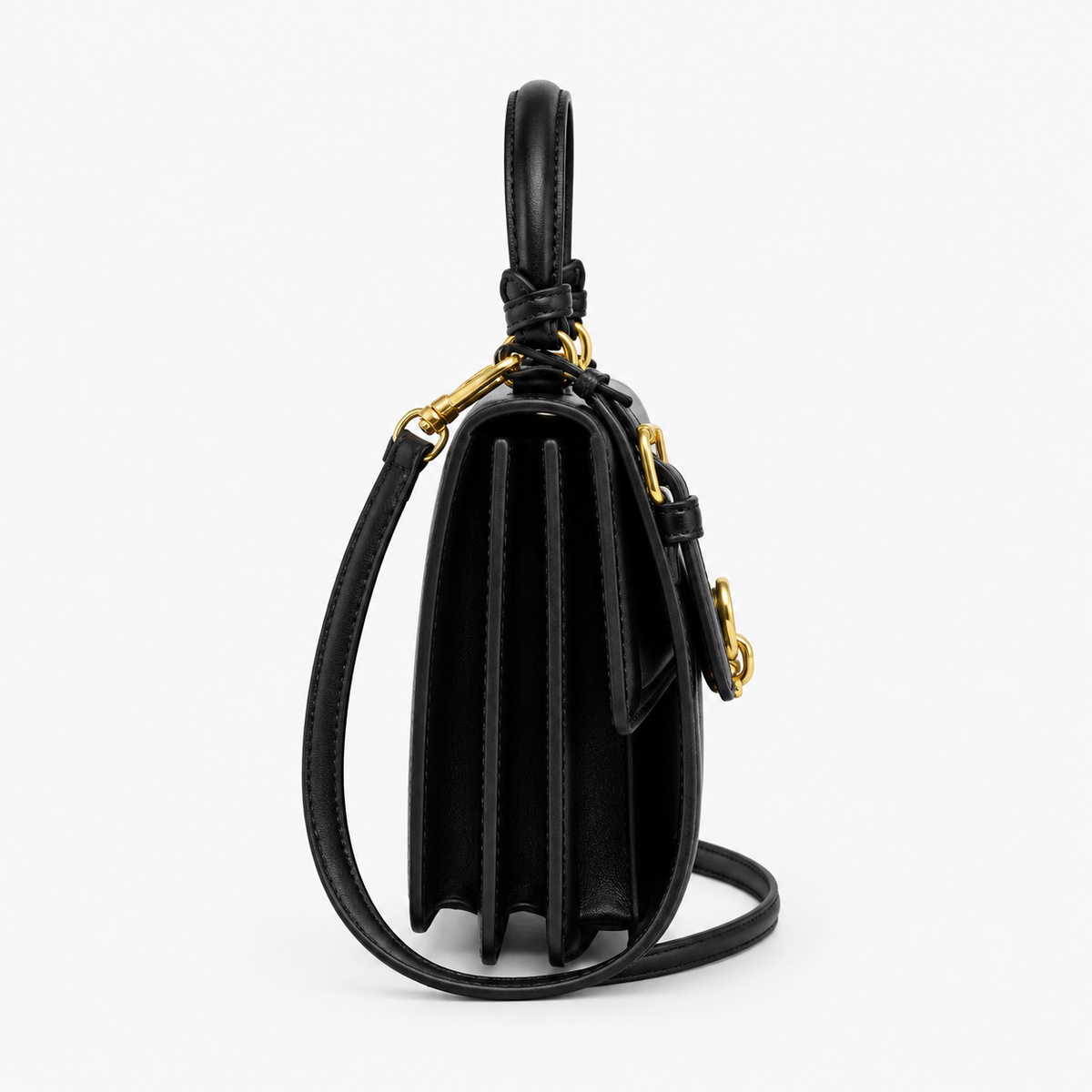 Sac à Main Carré, coloris Noir (20x14x9 cm), vue latérale