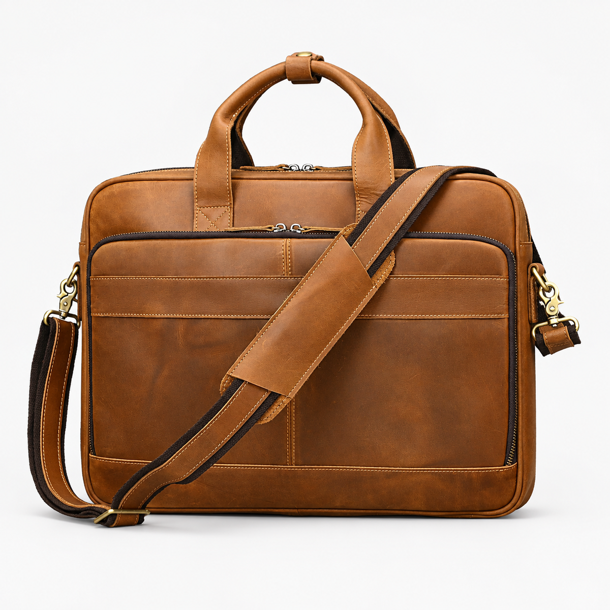 Sac pour Ordinateur Homme, coloris Marron clair (44 cm), vue de face