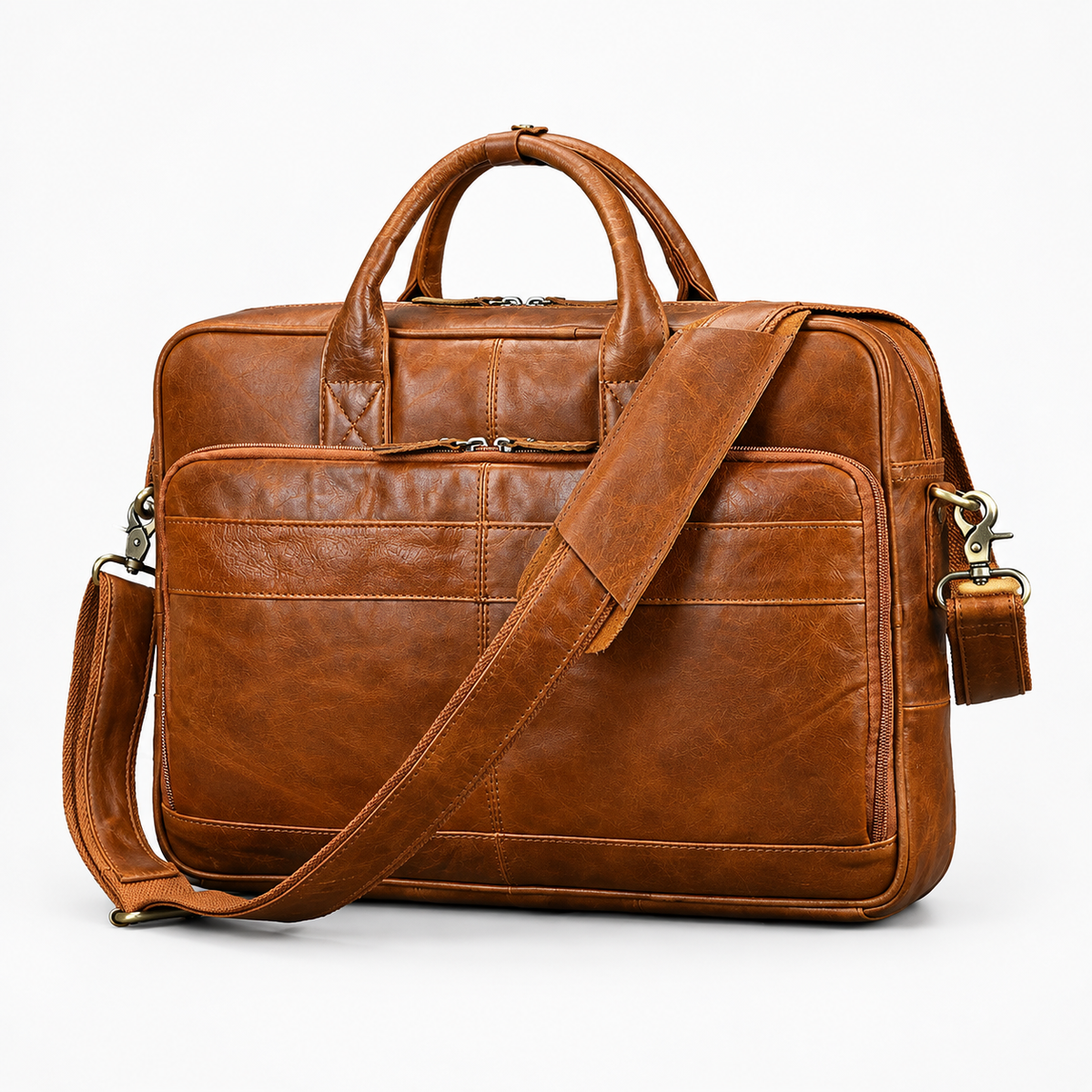 Sac pour Ordinateur Homme, coloris Marron (40 cm), vue de face