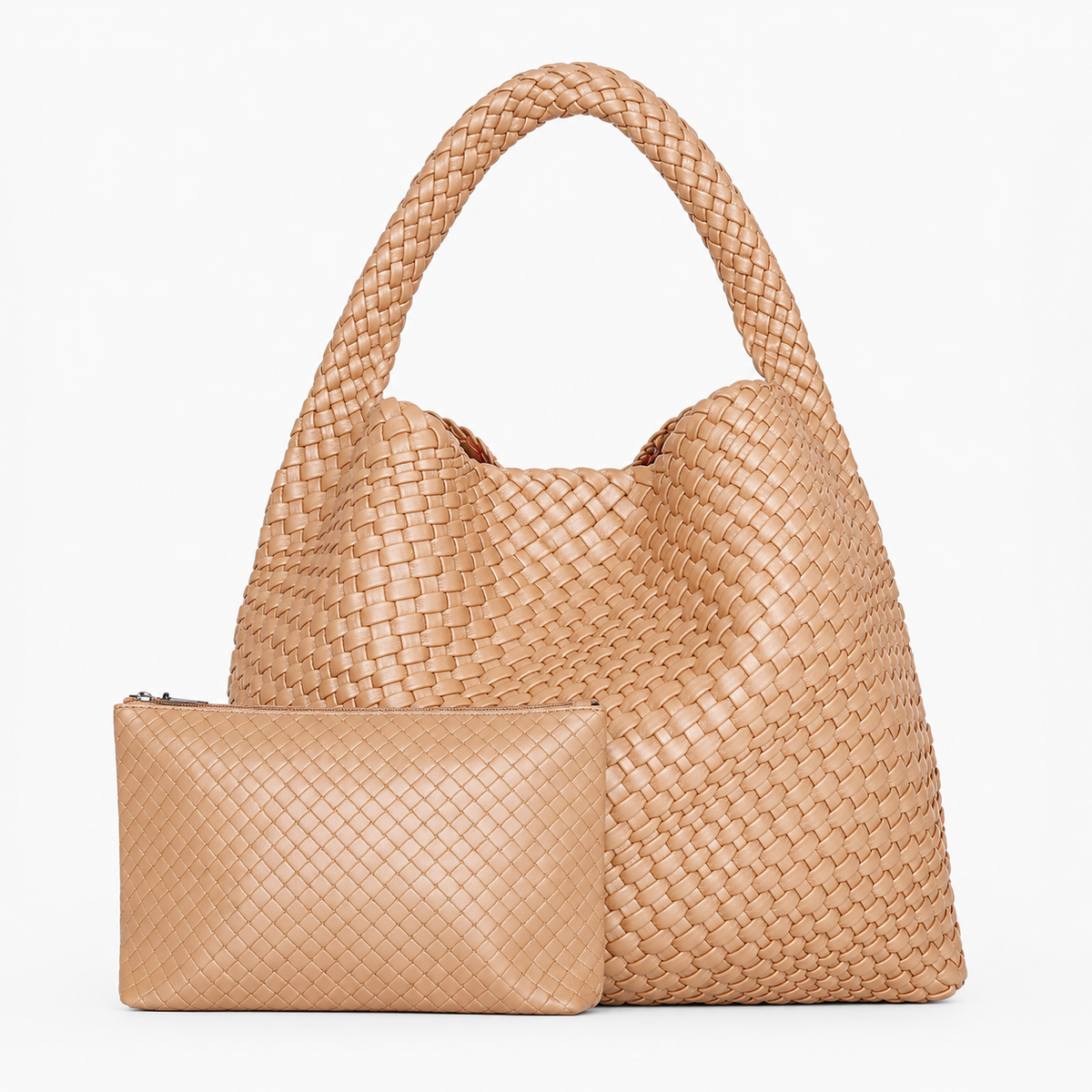 Sac Tressé, coloris Abricot, vue de face