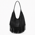 Sac à Frange, coloris Noir, vue de face