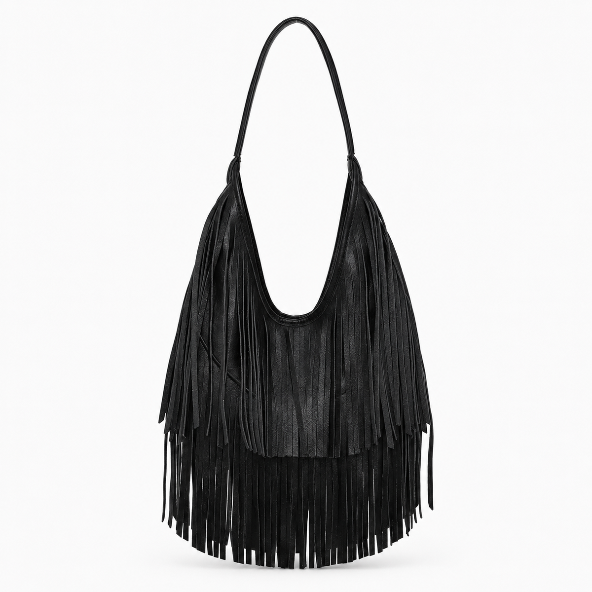 Sac à Frange, coloris Noir, vue de face