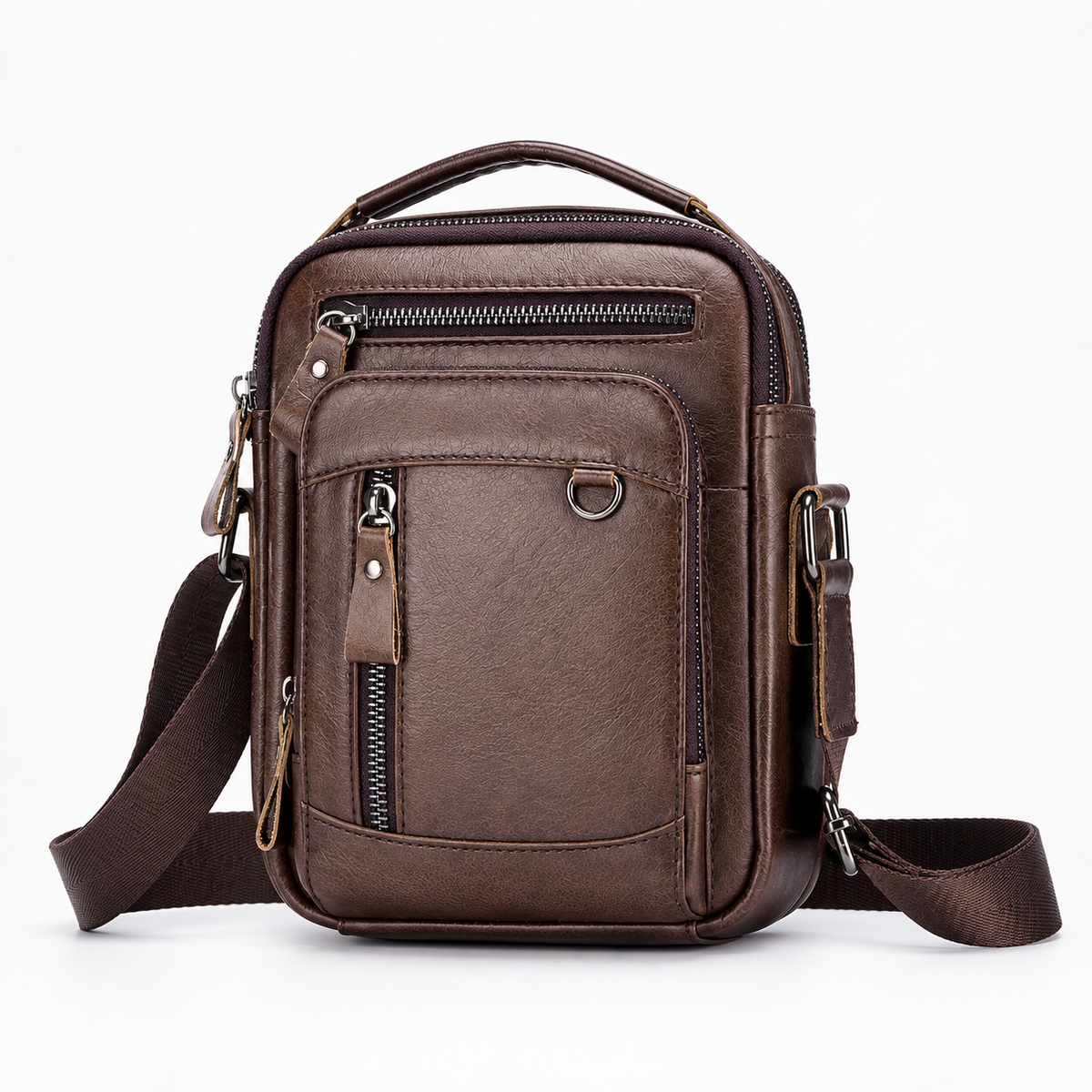 Petite Sacoche Homme, coloris Marron foncé, vue de face