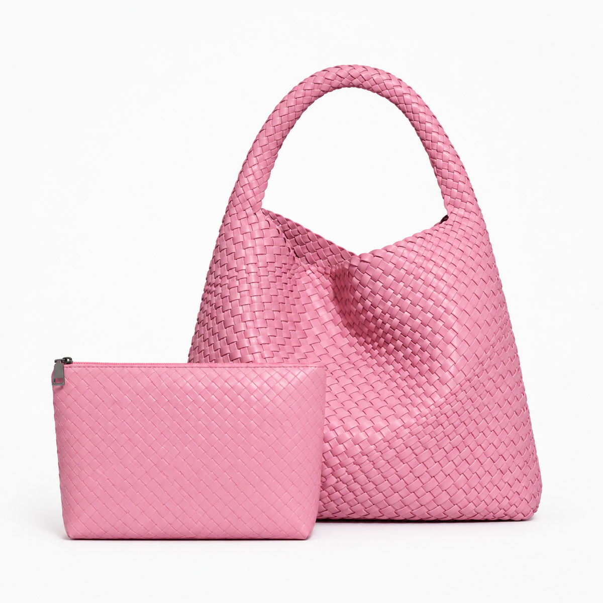 Sac Tressé, coloris Rose, vue de face