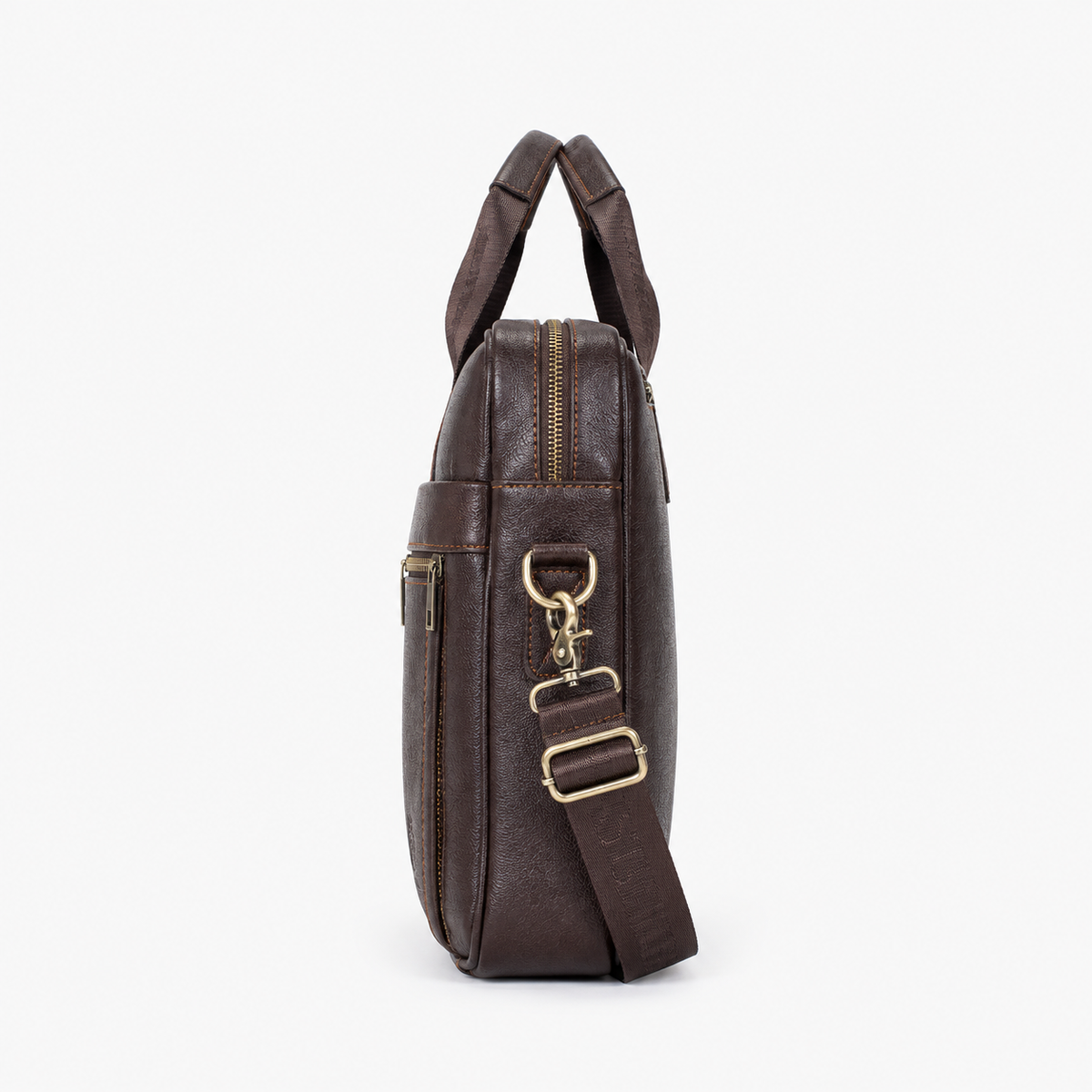 Porte Document Homme Cuir, coloris Café, vue latérale
