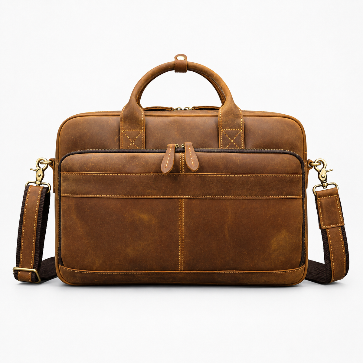 Sac pour Ordinateur Homme, coloris Marron clair (40 cm), vue de face
