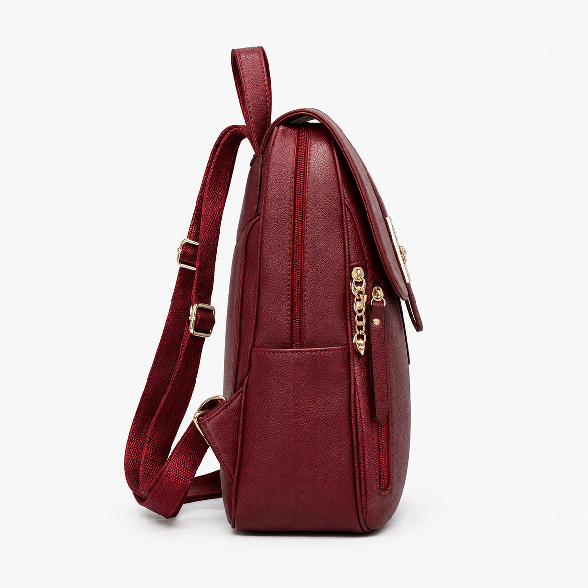 Sac à Dos Élégant Femme, coloris Bordeaux, vue latérale