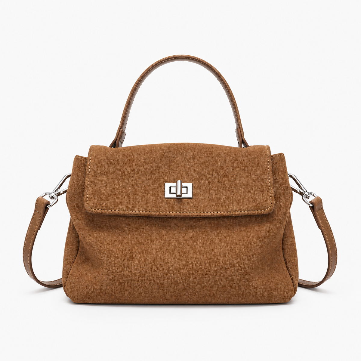Sac à Main Daim, coloris Marron, vue de face