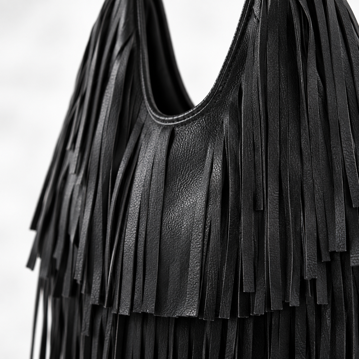 Sac à Frange, coloris Noir, détail