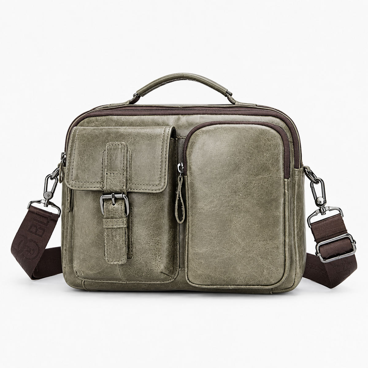 Sac Homme Bandoulière Cuir, coloris Blanc, vue de face