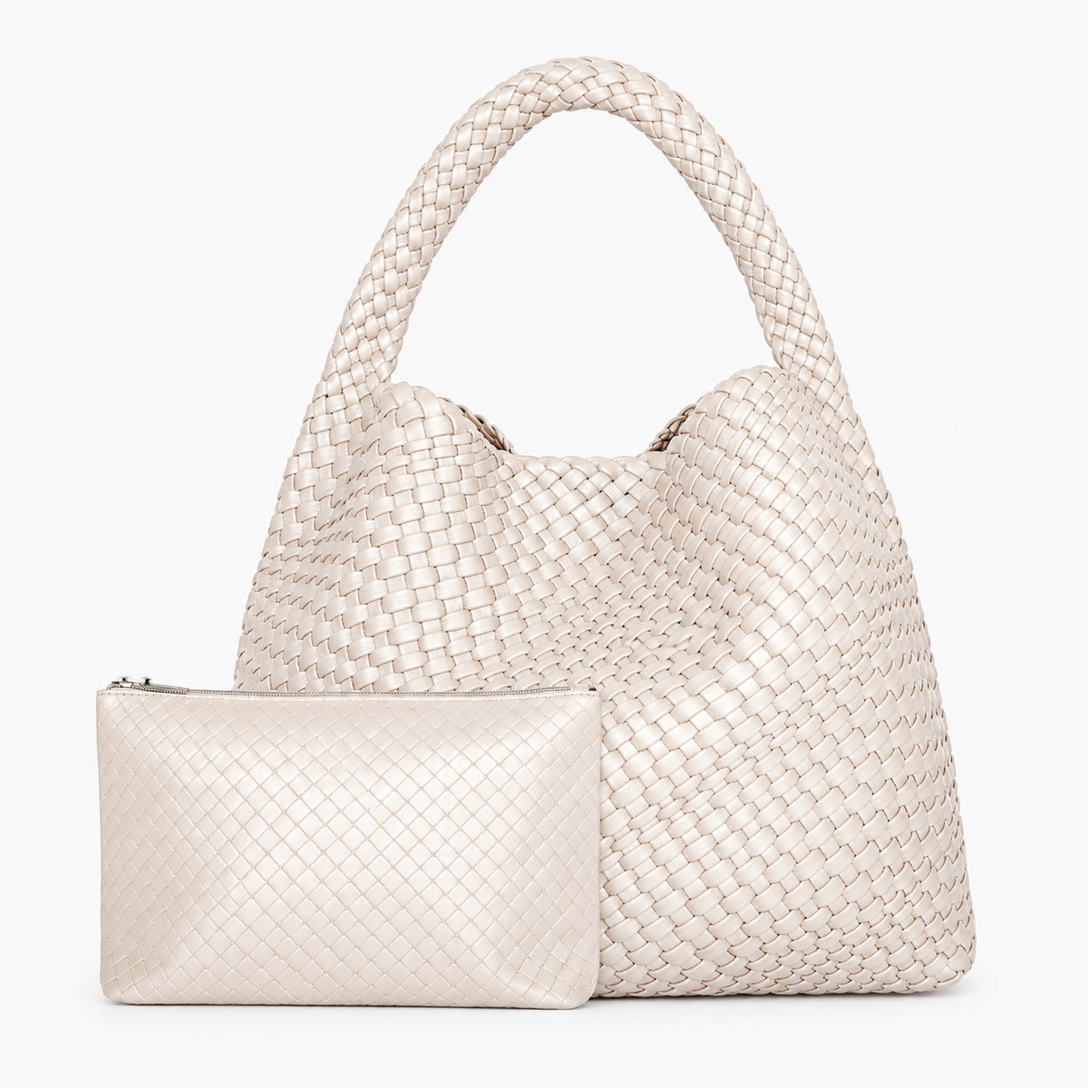 Sac Tressé, coloris Beige, vue de face