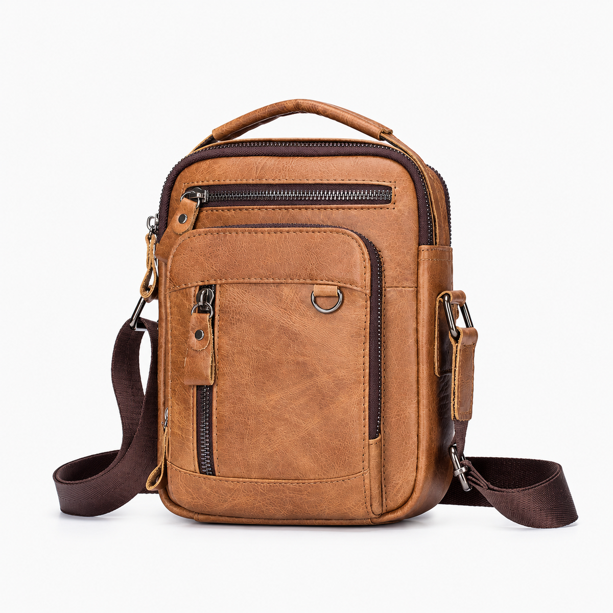 Petite Sacoche Homme, coloris Marron, vue de face