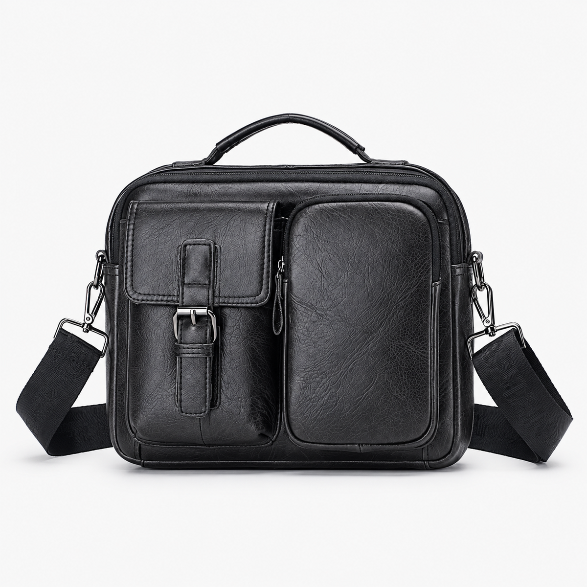 Sac Homme Bandoulière Cuir, coloris Noir, vue de face