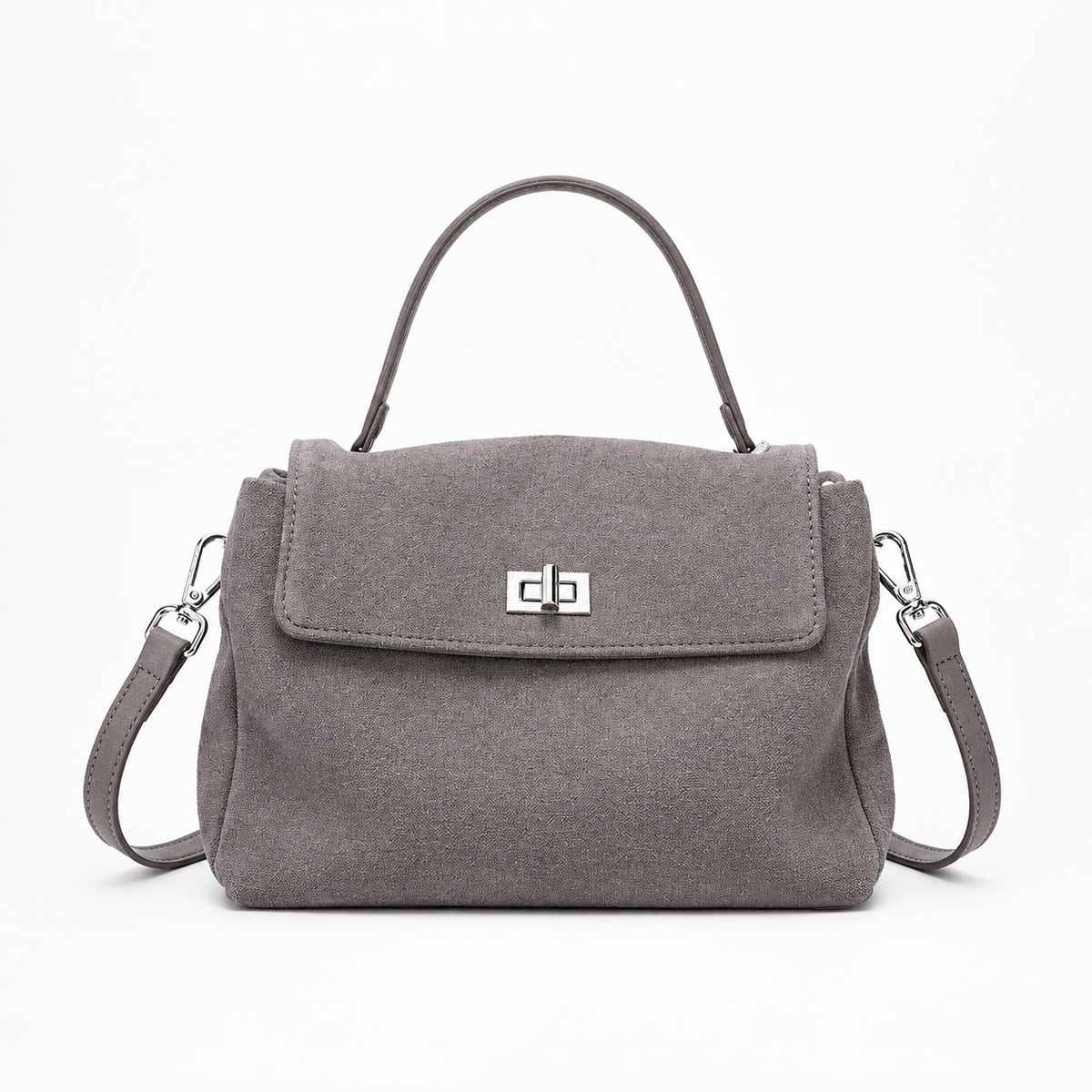 Sac à Main Daim, coloris Gris, vue de face