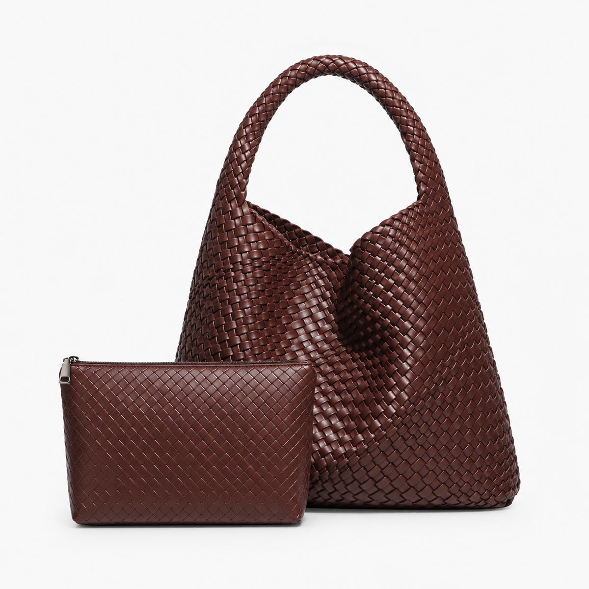 Sac Tressé, coloris Café foncé, vue de face